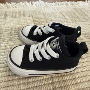 Converse Kids Black and White Low Top Canvas Sneakers
